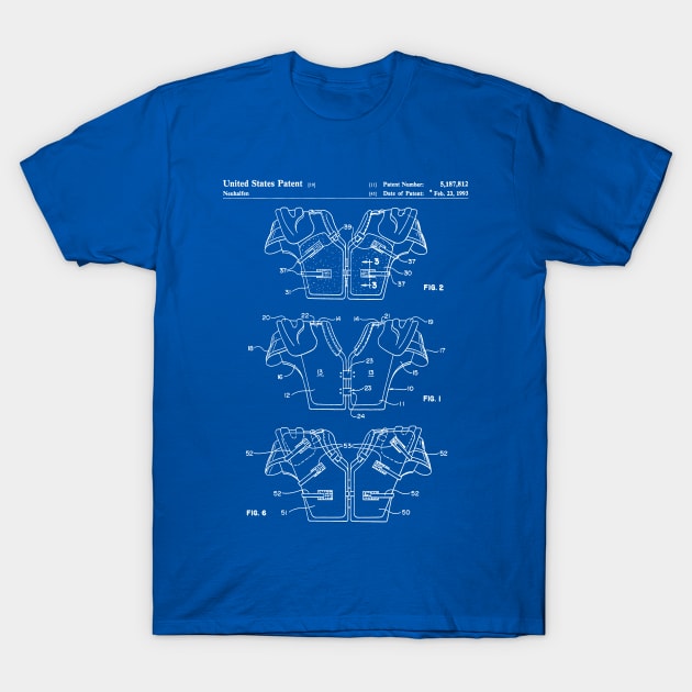 Football Pads Patent - American Football Art - Blueprint T-Shirt by patentpress